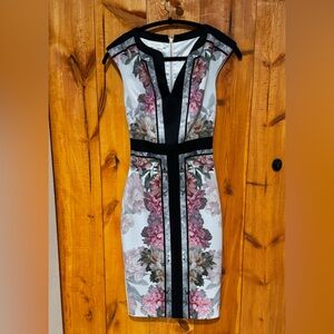 Floral Print Black and White Dress